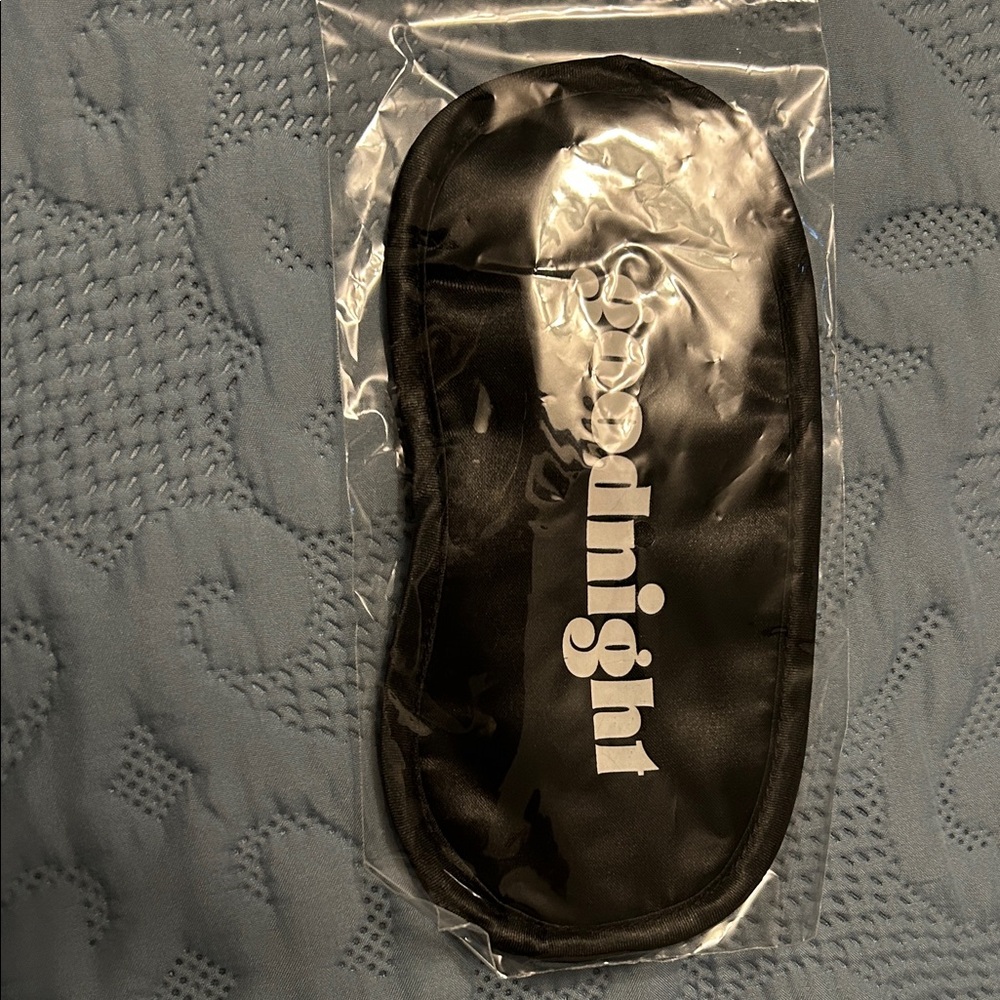 Black Sleep Mask with 'Goodnight' Print